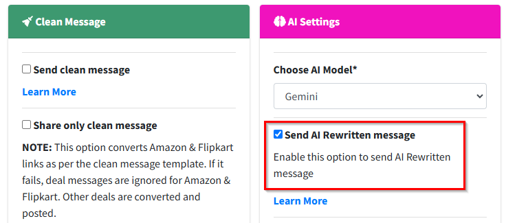 AI Rewrite Settings